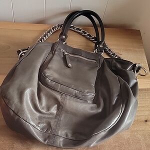 Be&D Dark Olive Green Leather Tote Bag Purse Handbag As Is